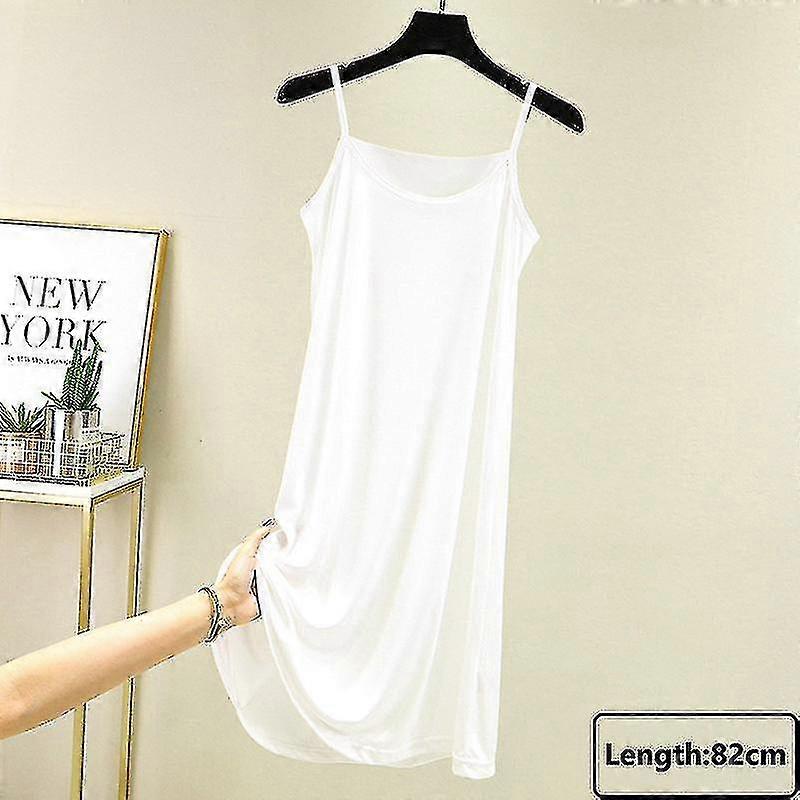 Seamless Full Slips Under Dress Women Summer Plus Size Sleeveless Ice Silk  Petticoat Underskirt Sexy Slim Strap Nightdress_h