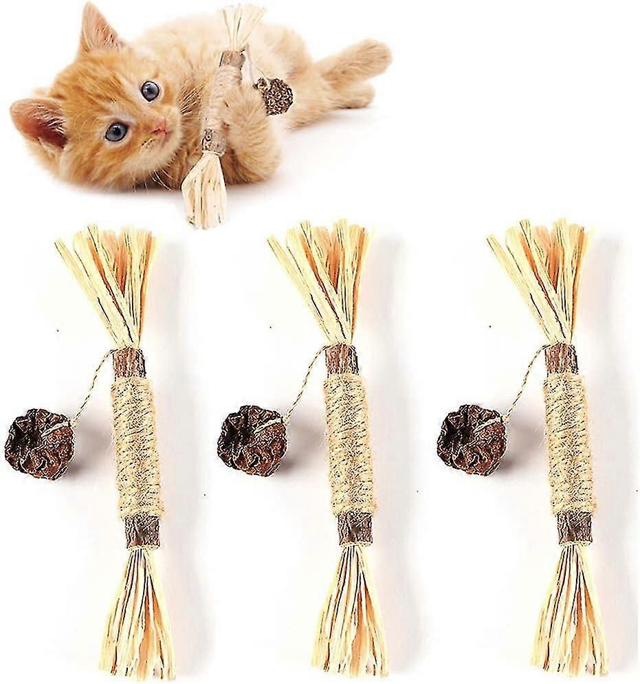 Cat Stickstoys 3 Pack Kitten Chew Sticks For Indoor Cat Teeth Cleaning