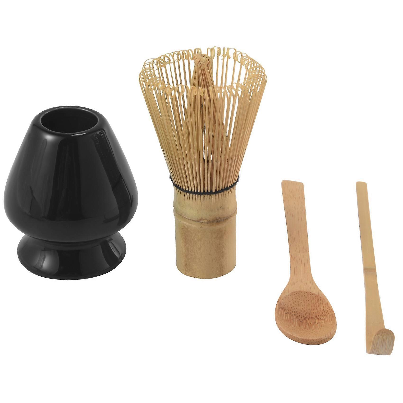 Matcha Green Tea Whisk Set - Whisk+Scoop+Tea Spoon+Black Whisk Holder