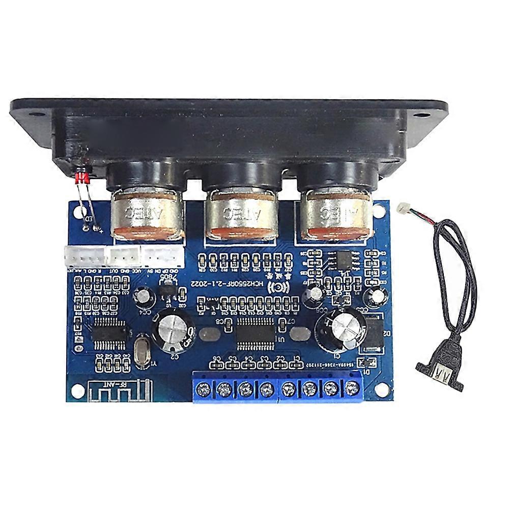 2.1 Channel Bluetooth Digital Amplifier Board 2x25W+50W BT5.0 Subwoofer Class D Audio Board DC12-20V with USB Cable