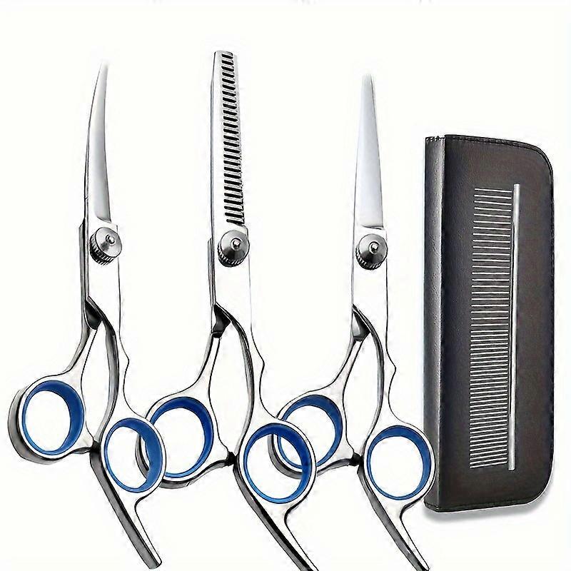 Premium Dog & Cat Grooming Scissors Kit - Professional, Safety Round Tip Stainless Steel Shears for Precise & Gentle Coat Care - Complete Set with No-