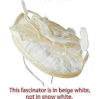 GEMVIE Donna Fascinator Cappello Sposa Cocktail Tea Party Copricapo Fiore E Piume Fascia Capelli Banchetto Nuziale