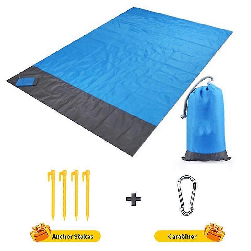 Waterproof Picnic Blanket, Sand Proof Beach Mat 210 X 200, with 4 Fixed Nails Sandproof Portable Beach Mat Blanket for Camping, Picnic, Beach, Hiking