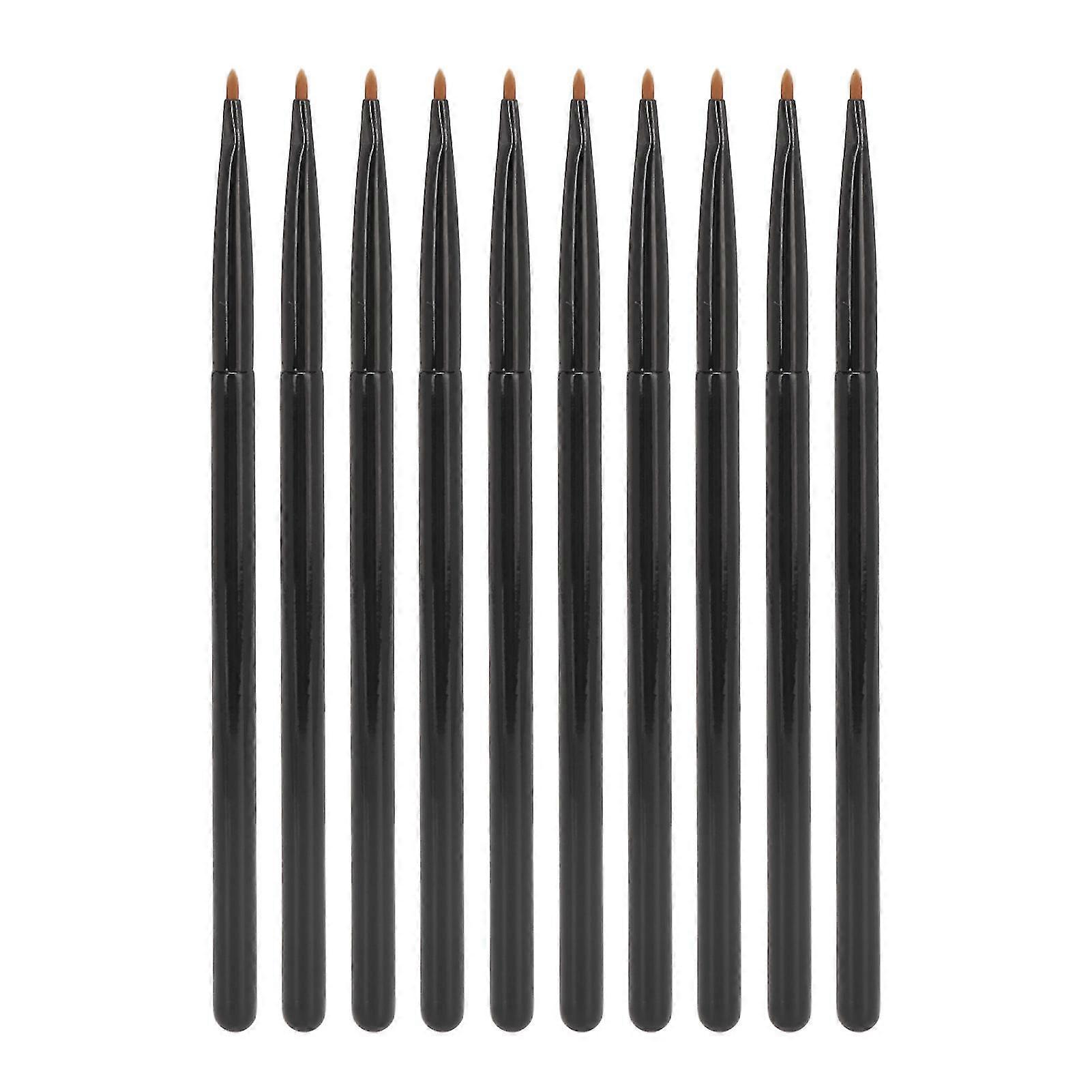 Professional Black Lip Liner Brush - 10pcs Soft Portable Makeup Tool for Precise Detailing
