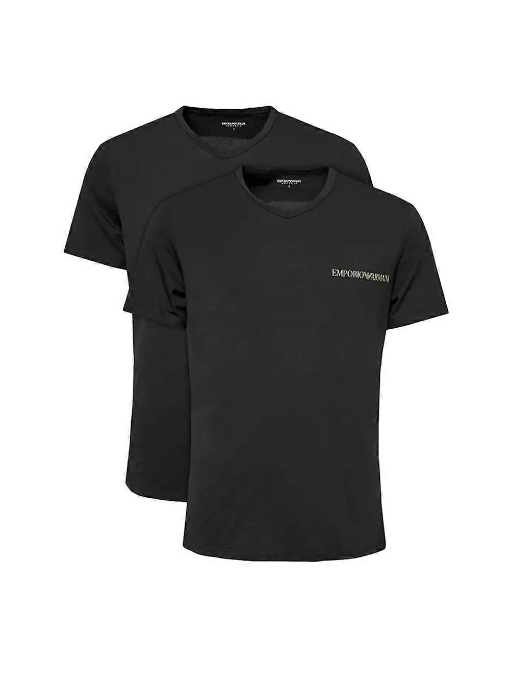 Emporio Armani Pack x2 Crew 男装 T 恤 黑色