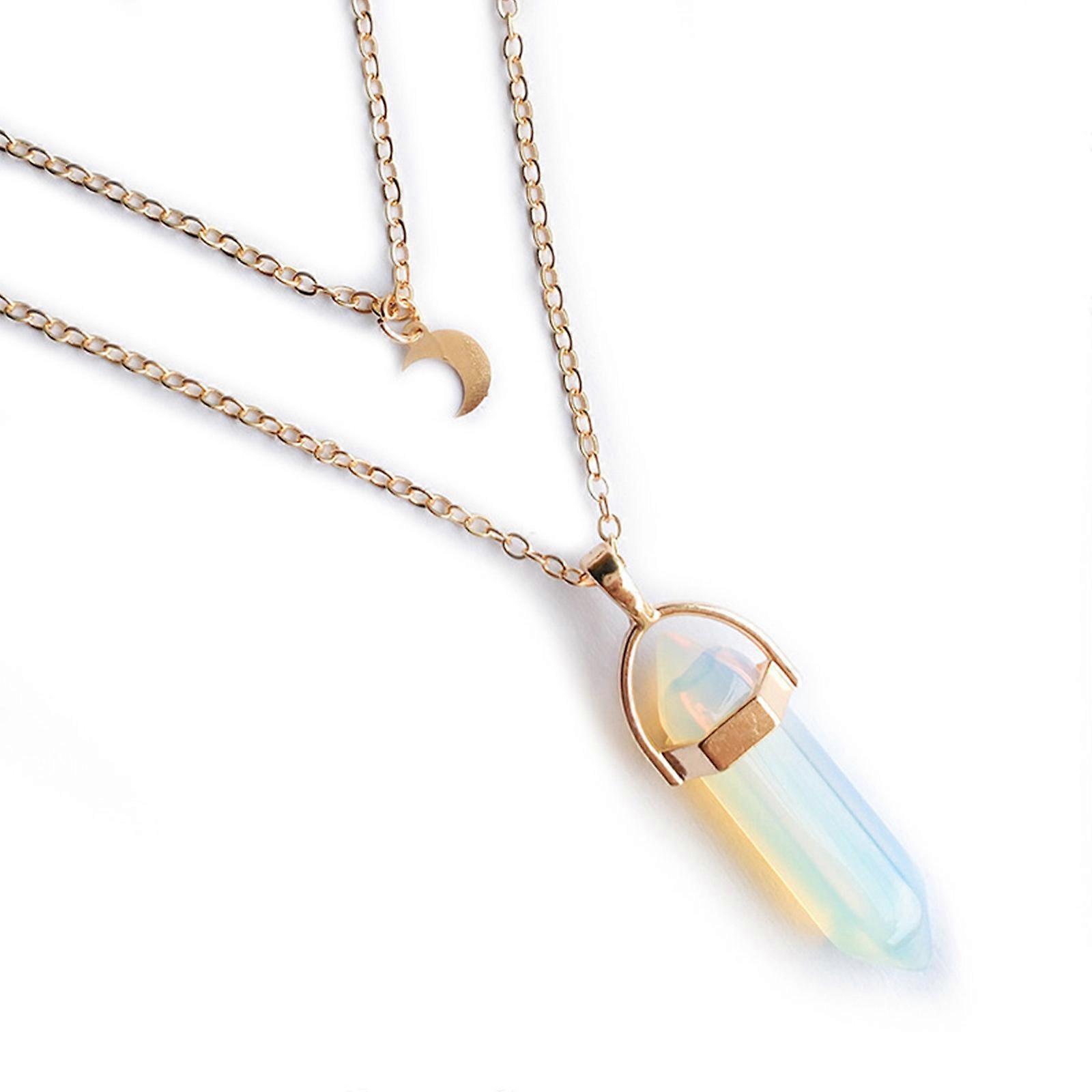 Collier féminin superposé Collier pendentif colonne hexagonale pour femmes fille