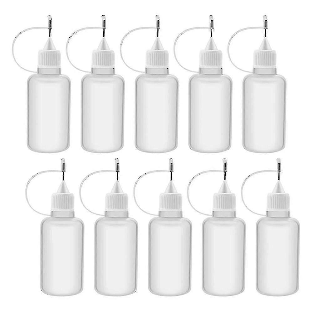 10pcs 30ml Plastic Squeezable Tip Applicator Bottle, Refillable Dropper Bottles With Needle Tip Caps