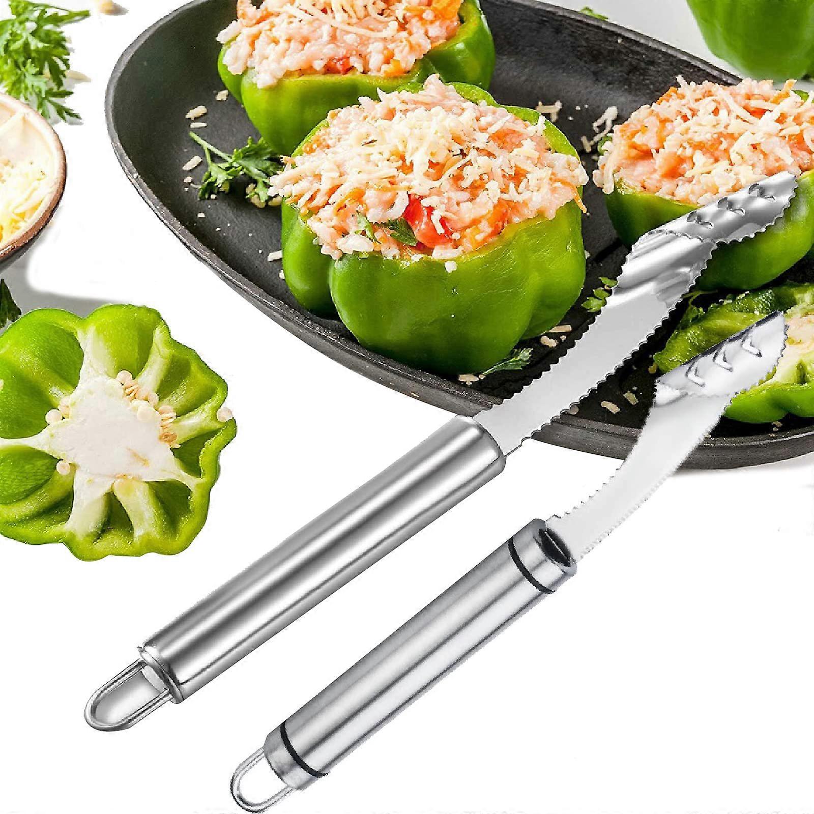 2stk rustfritt stål Chili Corer Remover Seed Remover Jalapeno Pepper Corer Tool