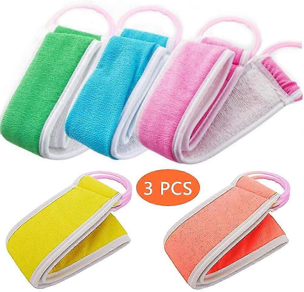 3pcs Loofahs Back Scrub Loofah Double Sided Shower Exfoliator Scrubbing Strap Body Bath Sponge