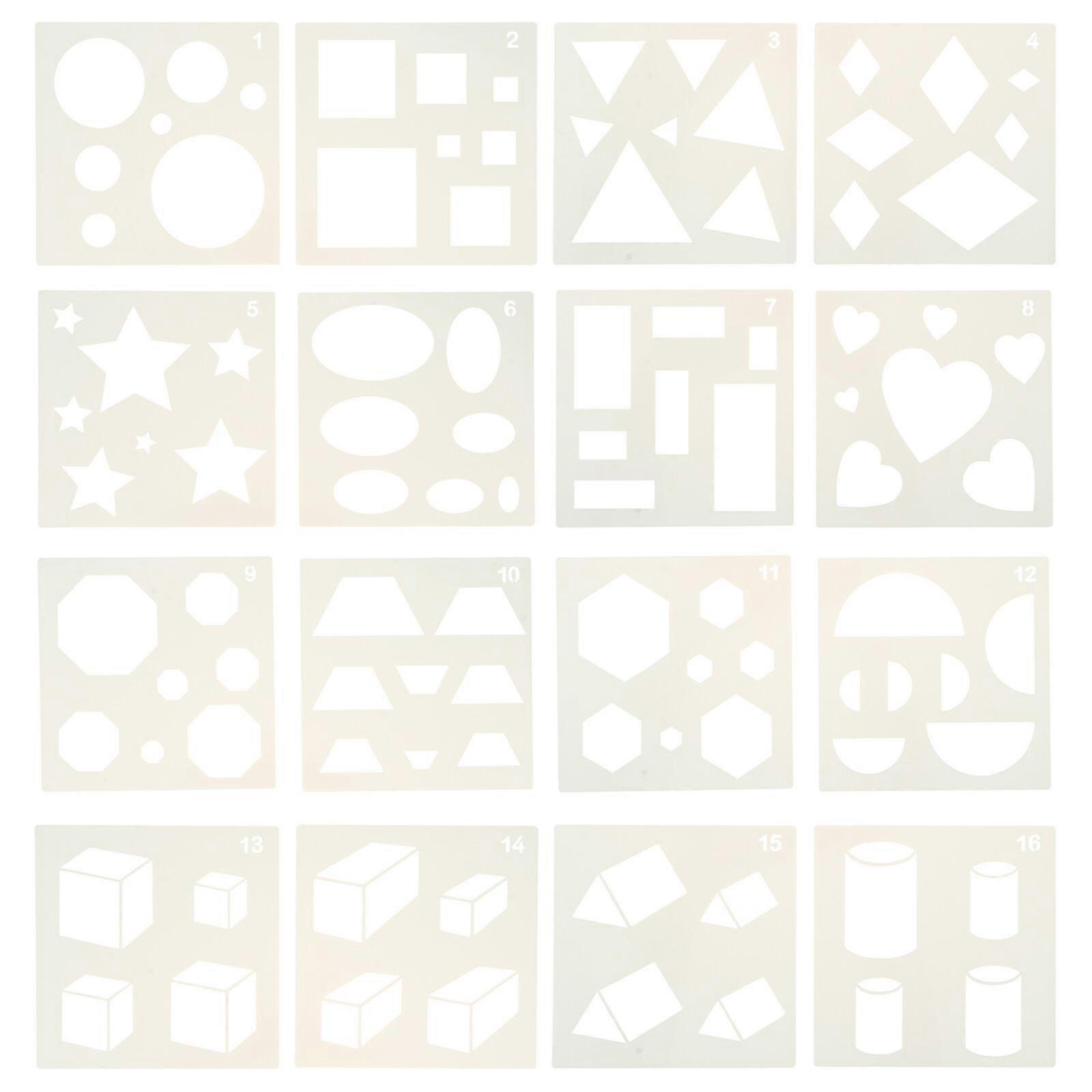 16pcs Learning Resources Primary Shape Template Set Geometric Tracing Helper