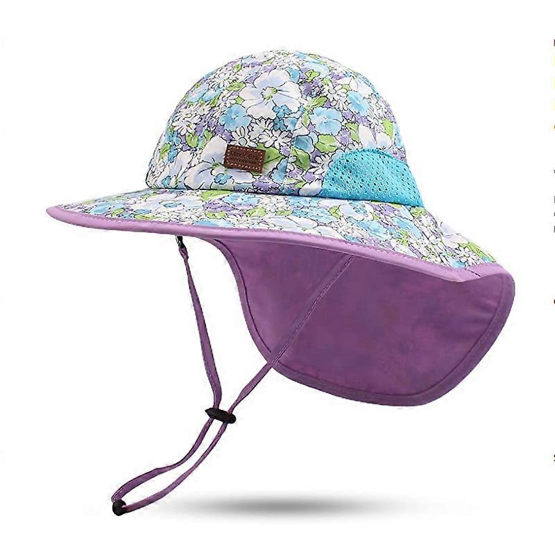 Baby Sun Hat,for Girls with UV Protection, Sun Hat,Baby Boy,with Neck Protection,Summer Hat,Children Baby Hat,Summer,Floral Violet