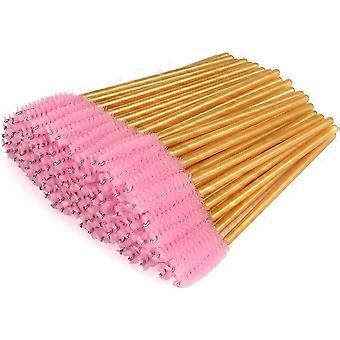 100 st engångs ögonfransborstar guld och rosa mascara wands ögonbryn makeup verktyg