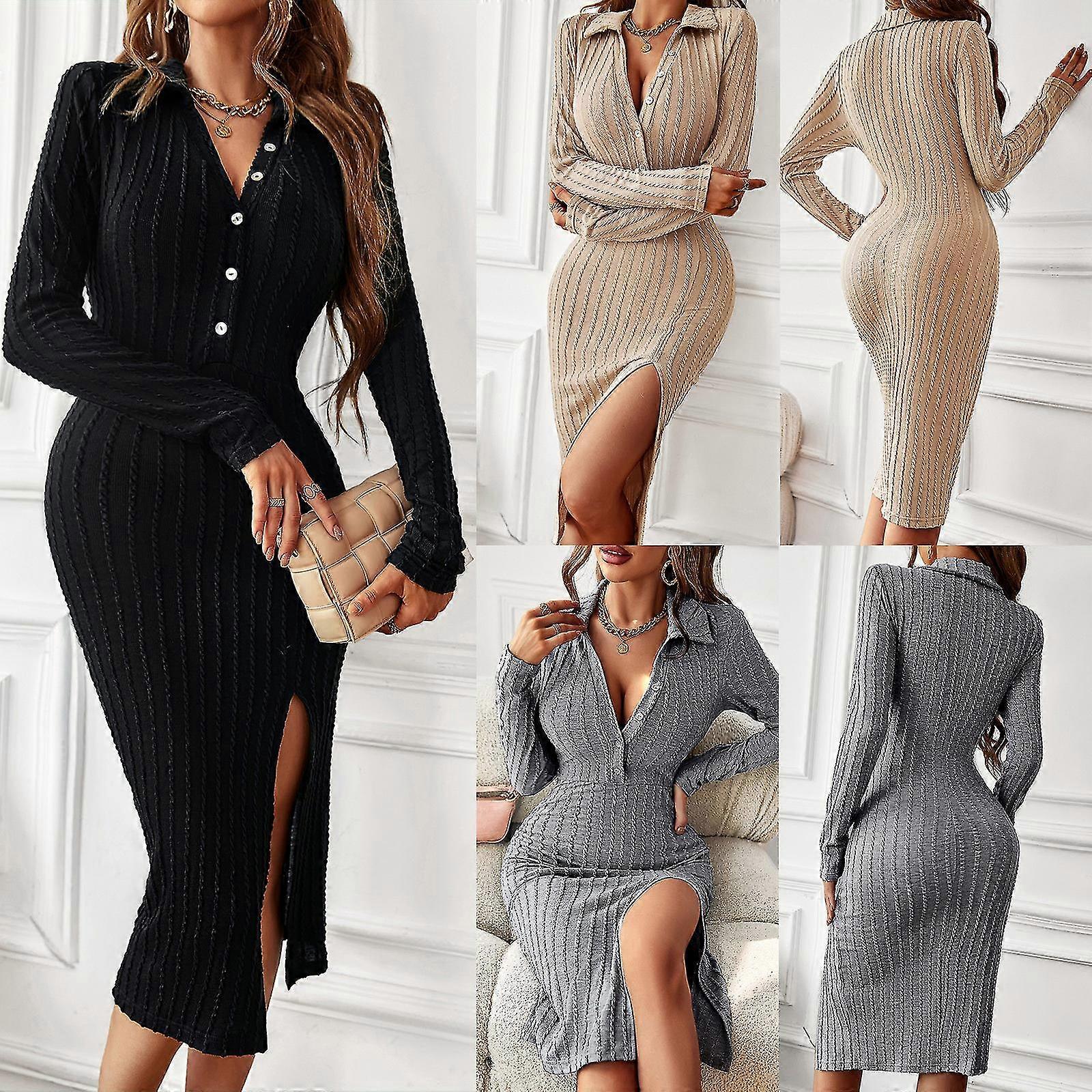 مثير محبوك اللباس الخريف والشتاء ضئيلة خطوة واحدة تنورة النساء