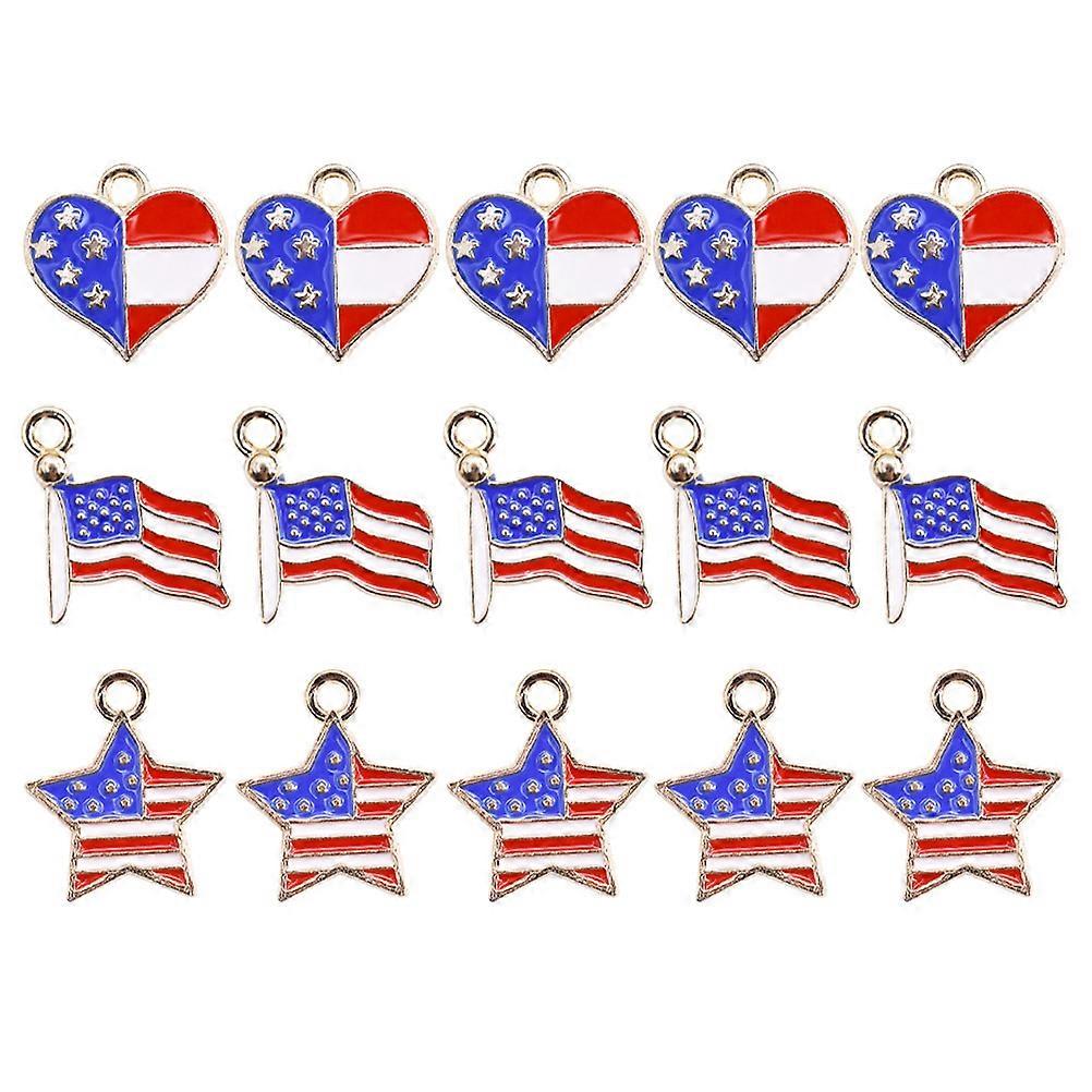 30pcs DIY Decorative Pendants Delicate American Flag Pattern Charm Materials