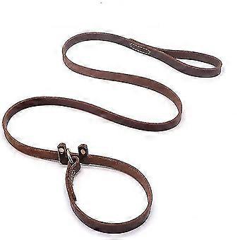 Real Leather Slip Lead Dog Leash Adjustable Stitched Pet Slip Leads With Slider Heavy Duty Flat Do