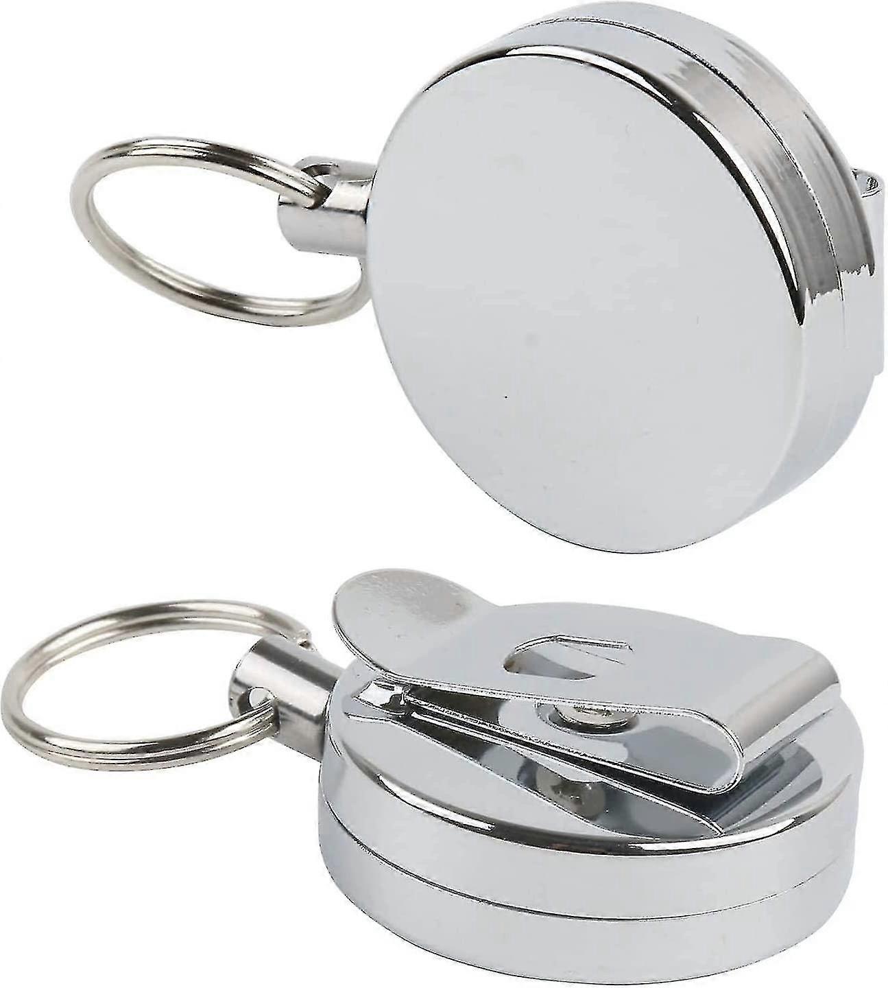 Retractable Key Reel -  Key Ring Holders Retractable Round Key Ring Belt Clip For Id Card Carabiner Key Card Work Badge(4pcs, Silver) Z