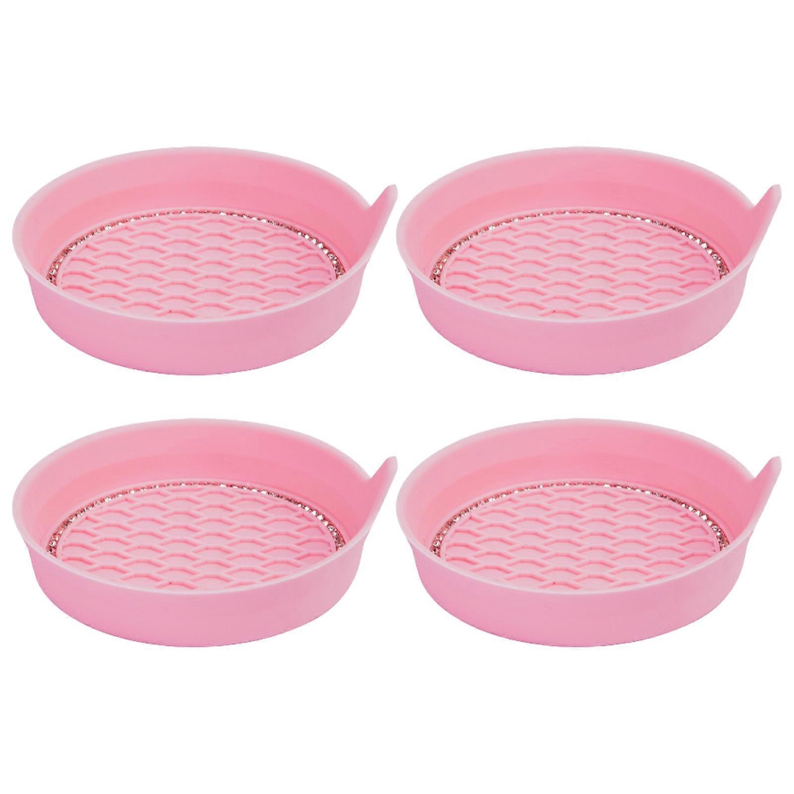 Mengxi 4Pcs Water Coasters Collect Spills Widely Applicable Keep Tidy Soft Easy Installation Anti-slip Silicone Rhinestone Inlay Car Cup Coasters Car