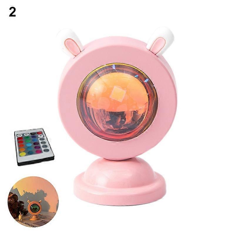 Sunset Projection Lamp Romantic Atmosphere RGB Mini Rabbit/Cat Ear Rainbow Lamp Projector for Home JIKAIX
