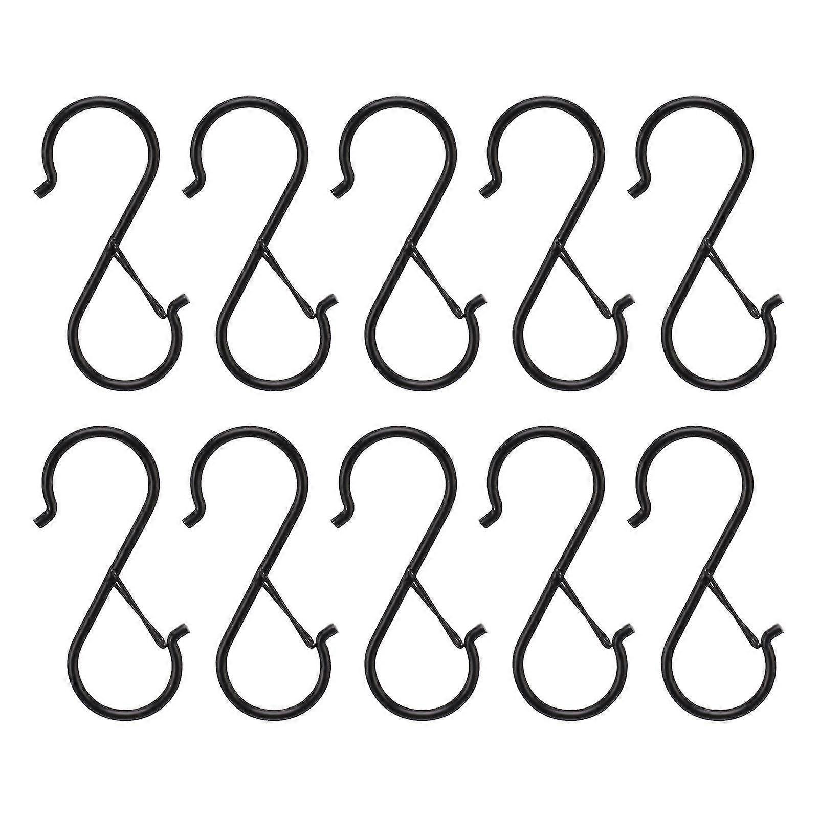 S Shaped Hooks - 10 Pack | Iron Hanging Hooks With Safety Buckle For Closet, Kitchen, Home