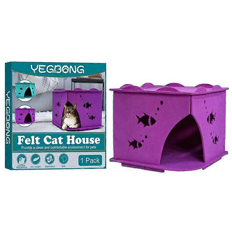 Felt Cat House Beds Multiple-Level with Interactive Hole Shelf Furniture Mats Supplies