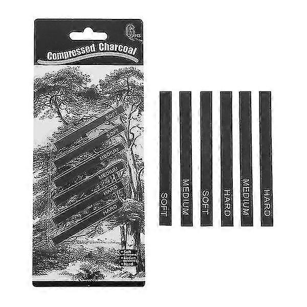 6pcs Charcoal Sticks Compressed Charcoal Rods Sketching Drawing Supplies