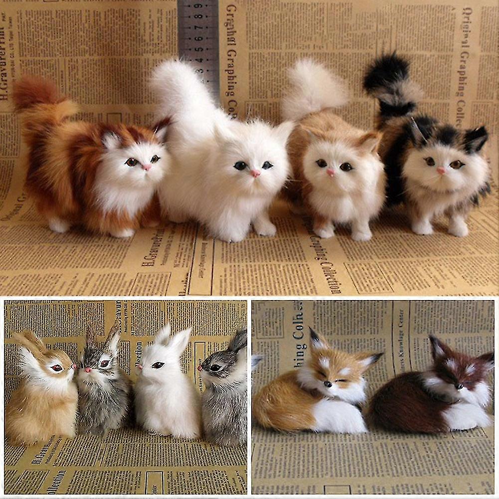 New Simulation Brown Fox Plush Toys Gift For Kid Furs Squatting Fox Model Animals World With Static Action Figures Ornament