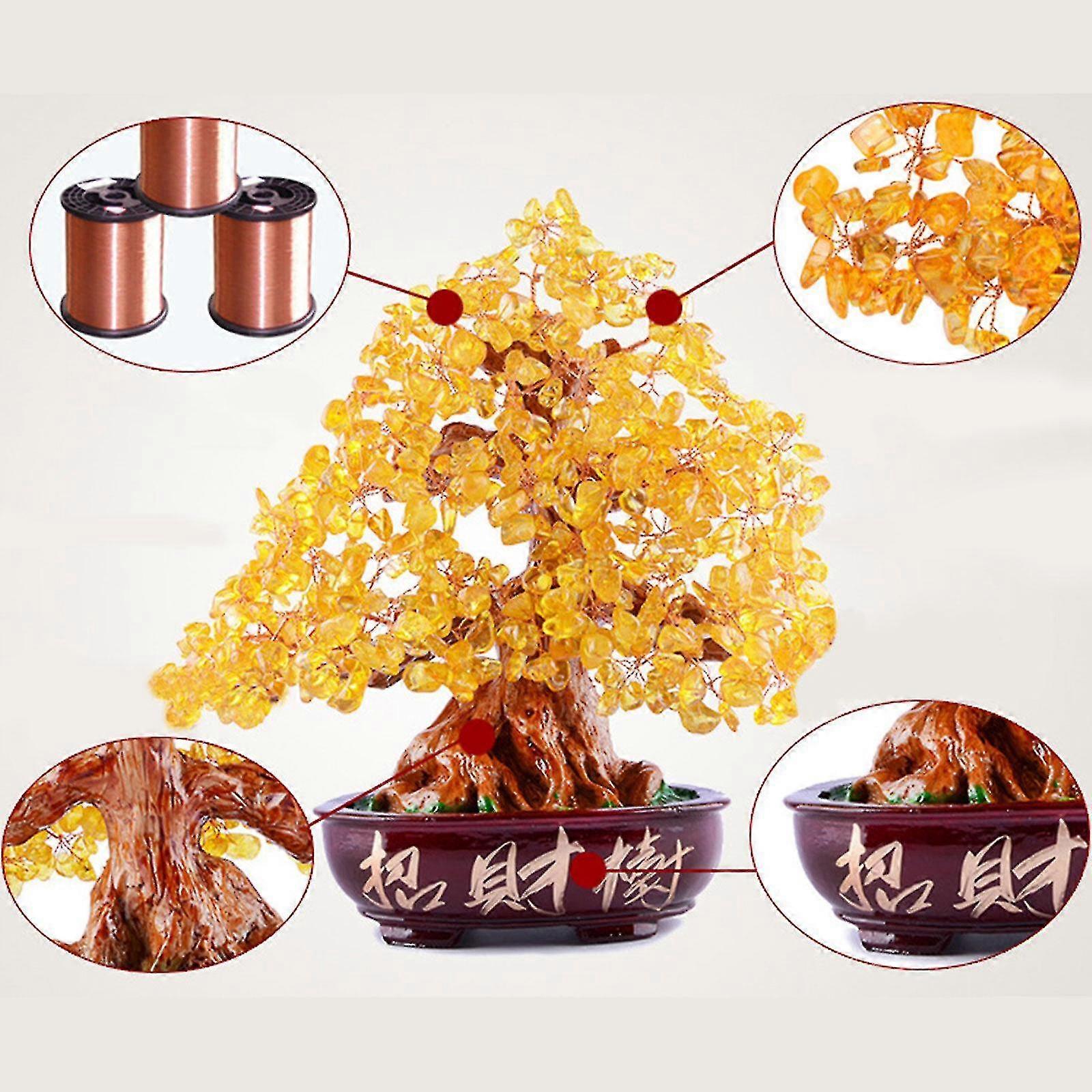 Crystal Money Tree Bonsai Feng Shui Gem Decoration For Wealth And Luck