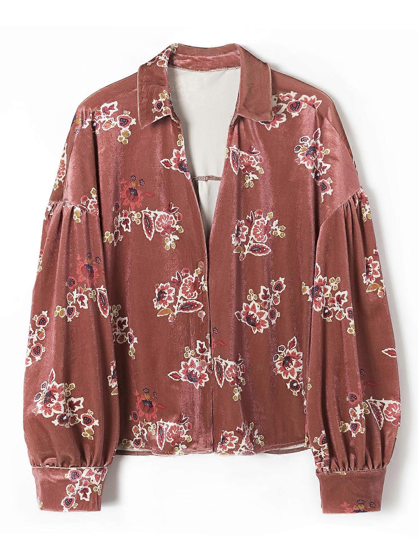 Damen Blumenprint Samt