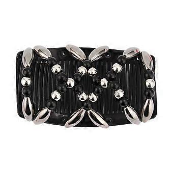 Ladies Women Elastic Hairpin Stretch Double Magic Hair Comb Handmade Beaded Hair