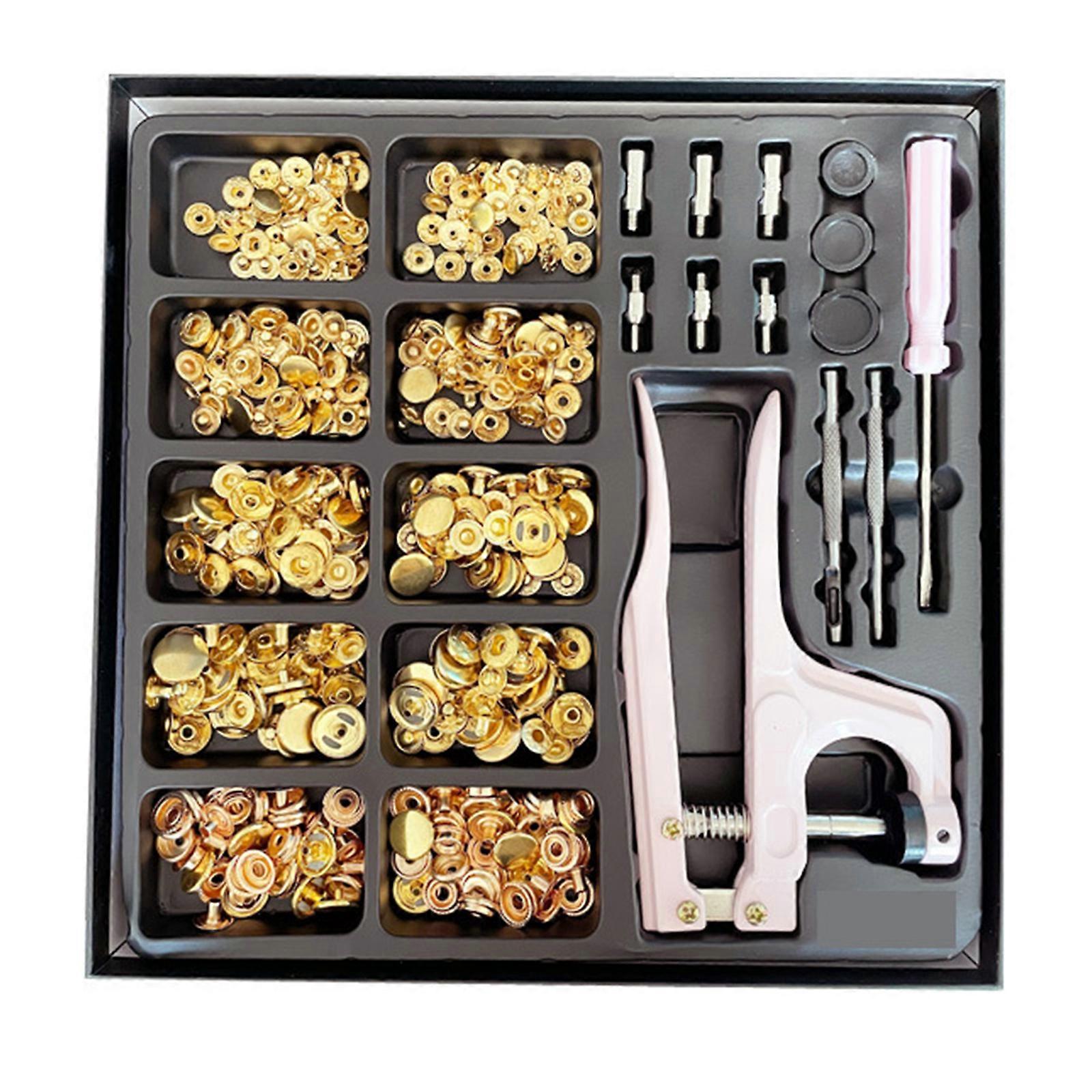 100 Sets Round Snap Fasteners Tools Kit Decorative Clothing Button Press Studs