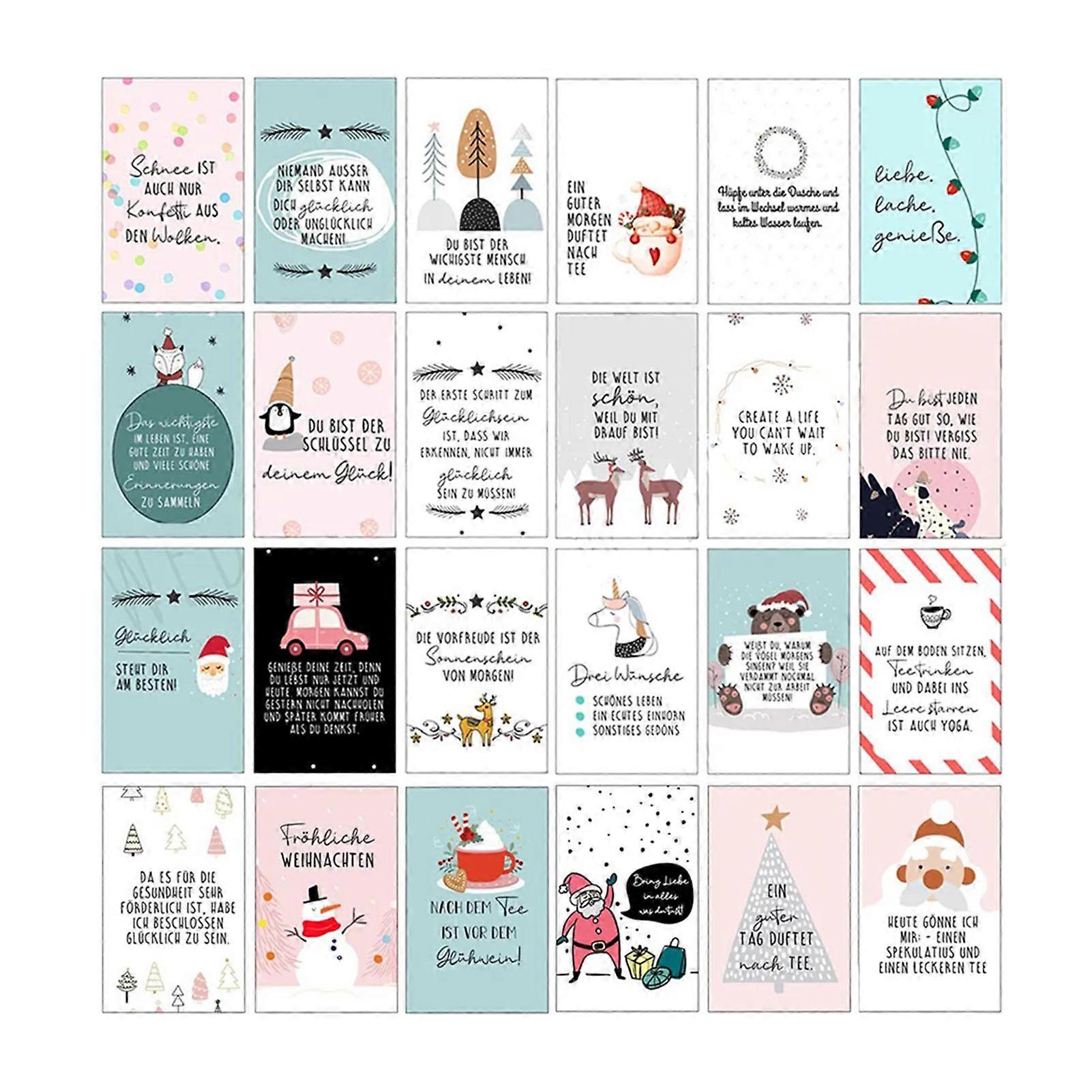 24Pcs Advent Calendar Ticket DIY Lucky Ticket Calendar with Quotes Tasks Mindful Christmas Countdown Warm Gift