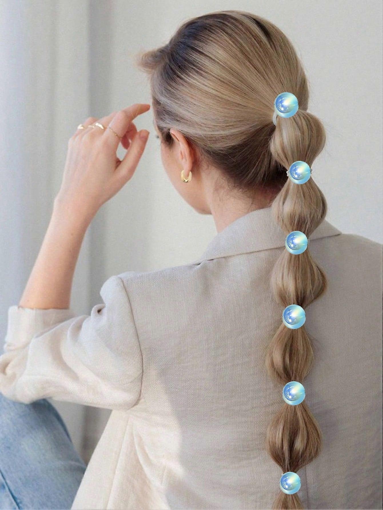 6 قطع الكرة الفضية اللامعة ربطات الشعر المرنة ، Scrunchies الشعر الأنيق البسيط لذيل الحصان ، ملحقات الشعر هالوين