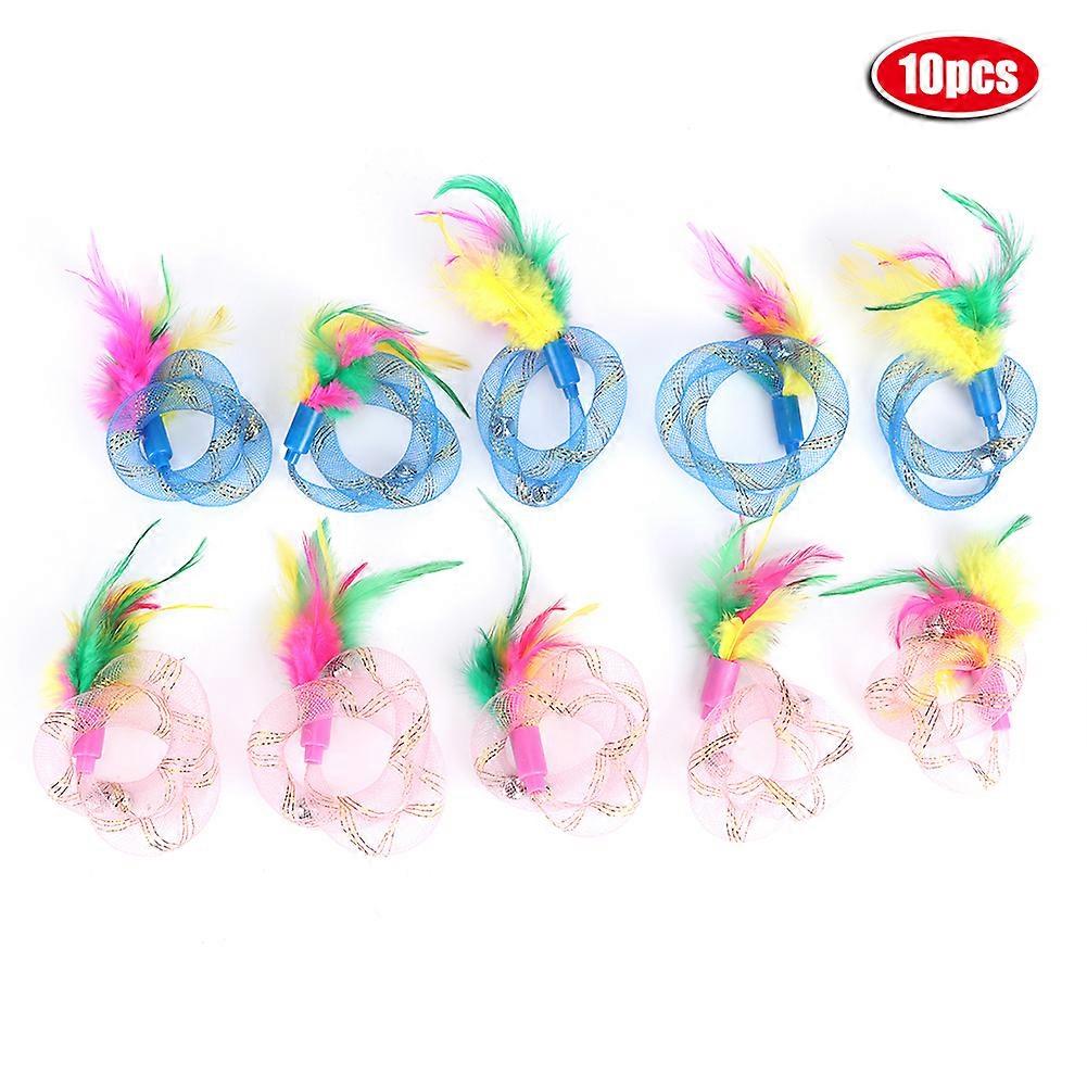 10 pcs Flexible Cat Hose Spring Toy with Feather Decompression Interactive Toys for Pets Cats Kitten