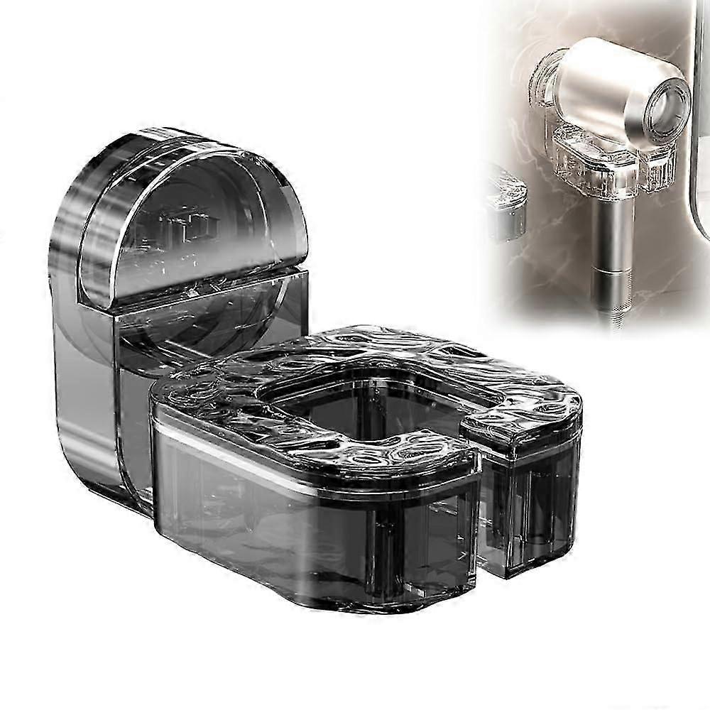 Hårtørrerholder, sugekop roterende doven hårtørrerstativ håndfri, vægmonteret føntørrer beslagstativ med kabelbøjle, badeværelse arrangør