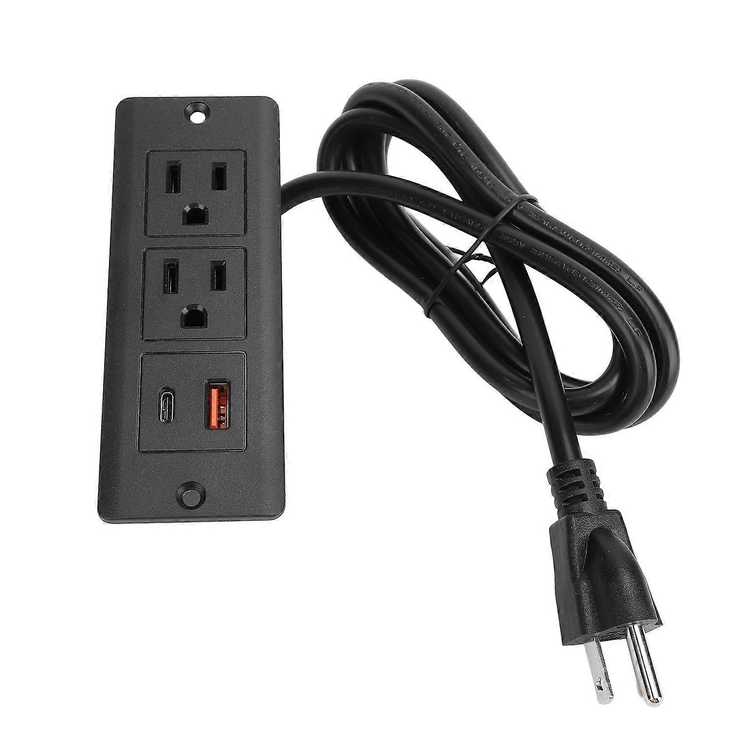 Recessed Power Strip 2 Outlets 1 USB C 1 USB A Ports Fast Charging Desk Outlet with 1.5m Cord for Fu