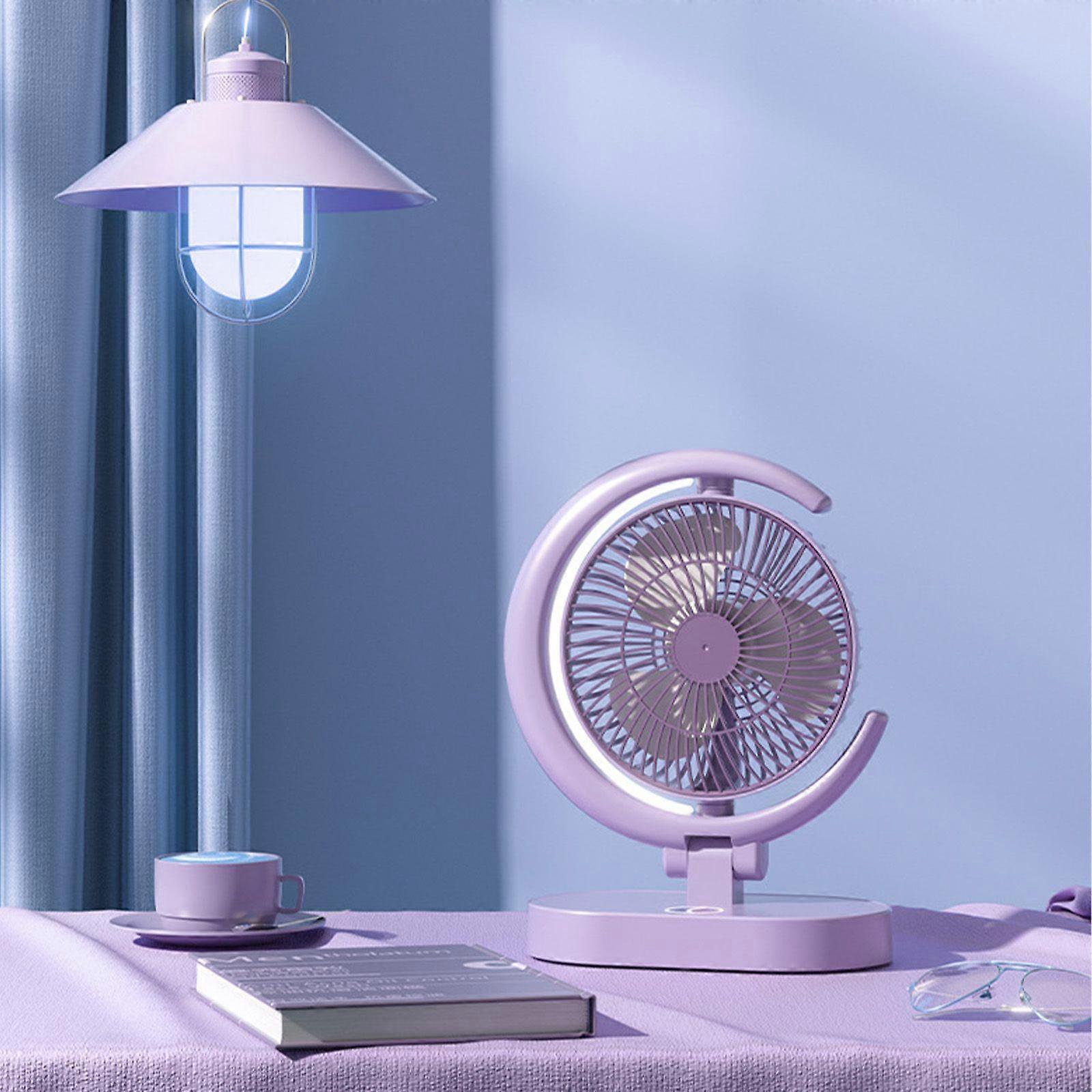 Mini ventilatore a forma di luna nuova, ventilatore da tavolo USB, piccolo ventilatore da tavolo, ventilatore da tavolo ricaricabile USB 90 regolazioni, 3 velocità e 3 luci