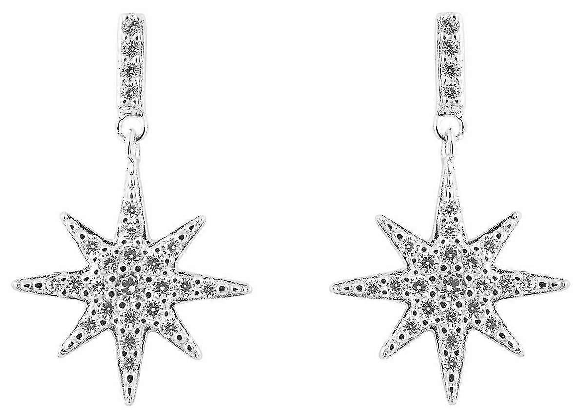 Beginnings Starburst Pave Gemstone Drop Earrings - Silver
