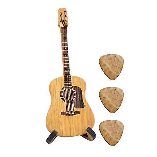 Wooden Guitar Pick Box with Stand Guitar Pick Display Box with 3 Pcs Guitar