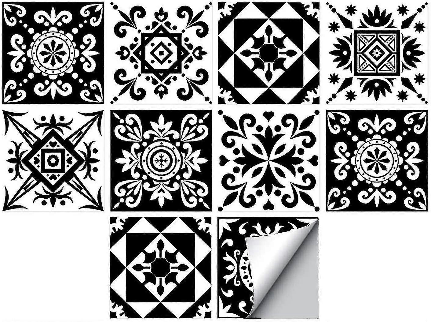 10 Sheets 15cm X 15cm Tile Wall Stickers, Waterproof Adhesive Cement Tile For