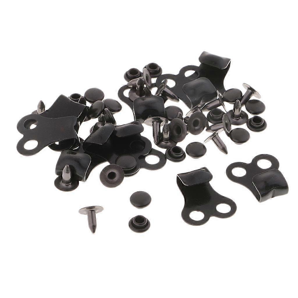 10 Sets Boot Lace Hooks Fittings with Rivets for Hiking Camping Black
