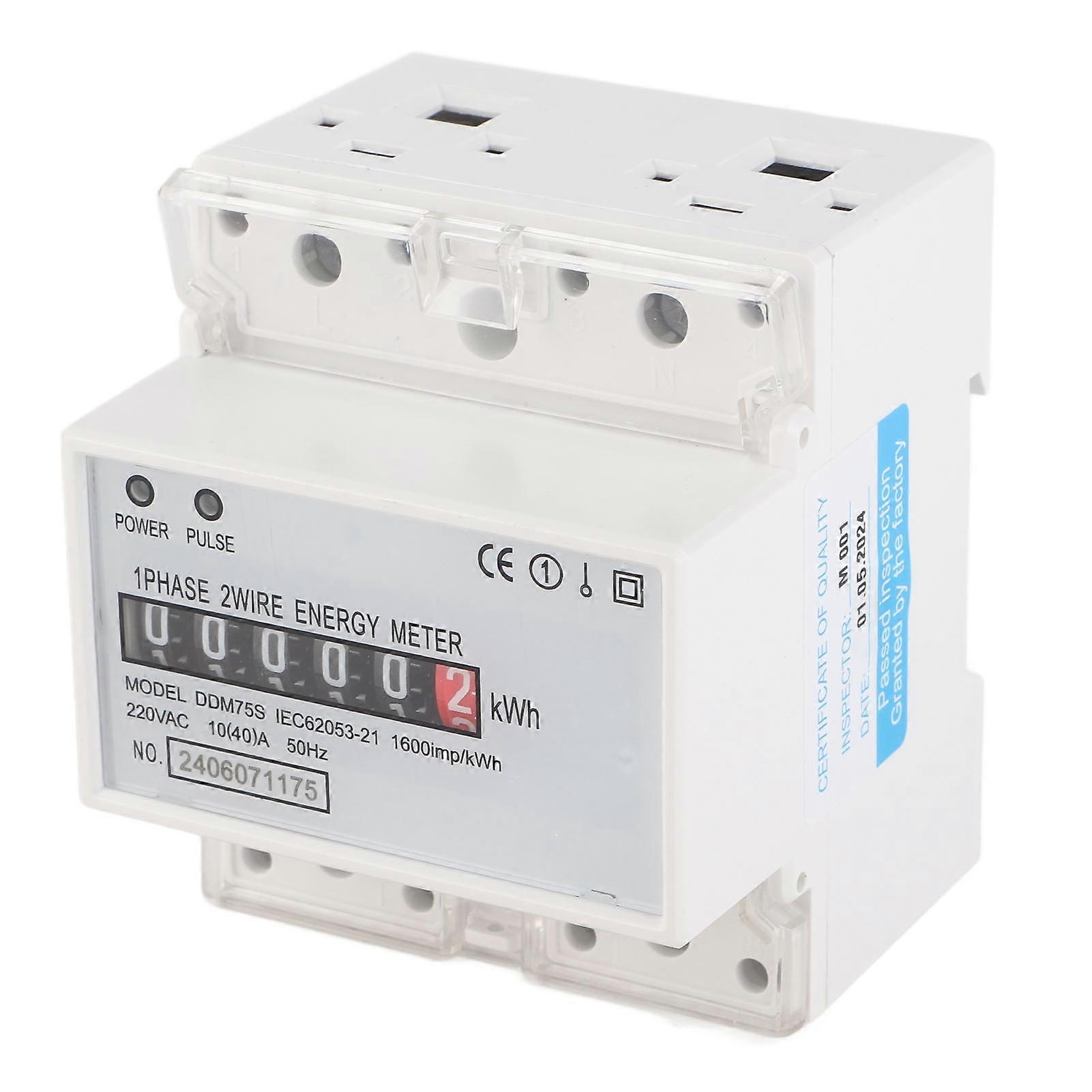 Single Phase 4P LED Din Rail Electricity Power Consumption Wattmeter Energy Mete DDM75S 10-40A VS13D