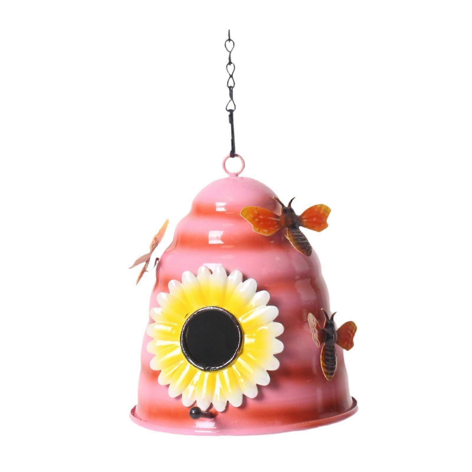 Bird House Cage Hanging Birdhouse for Medium Size Birds Sparrow pink