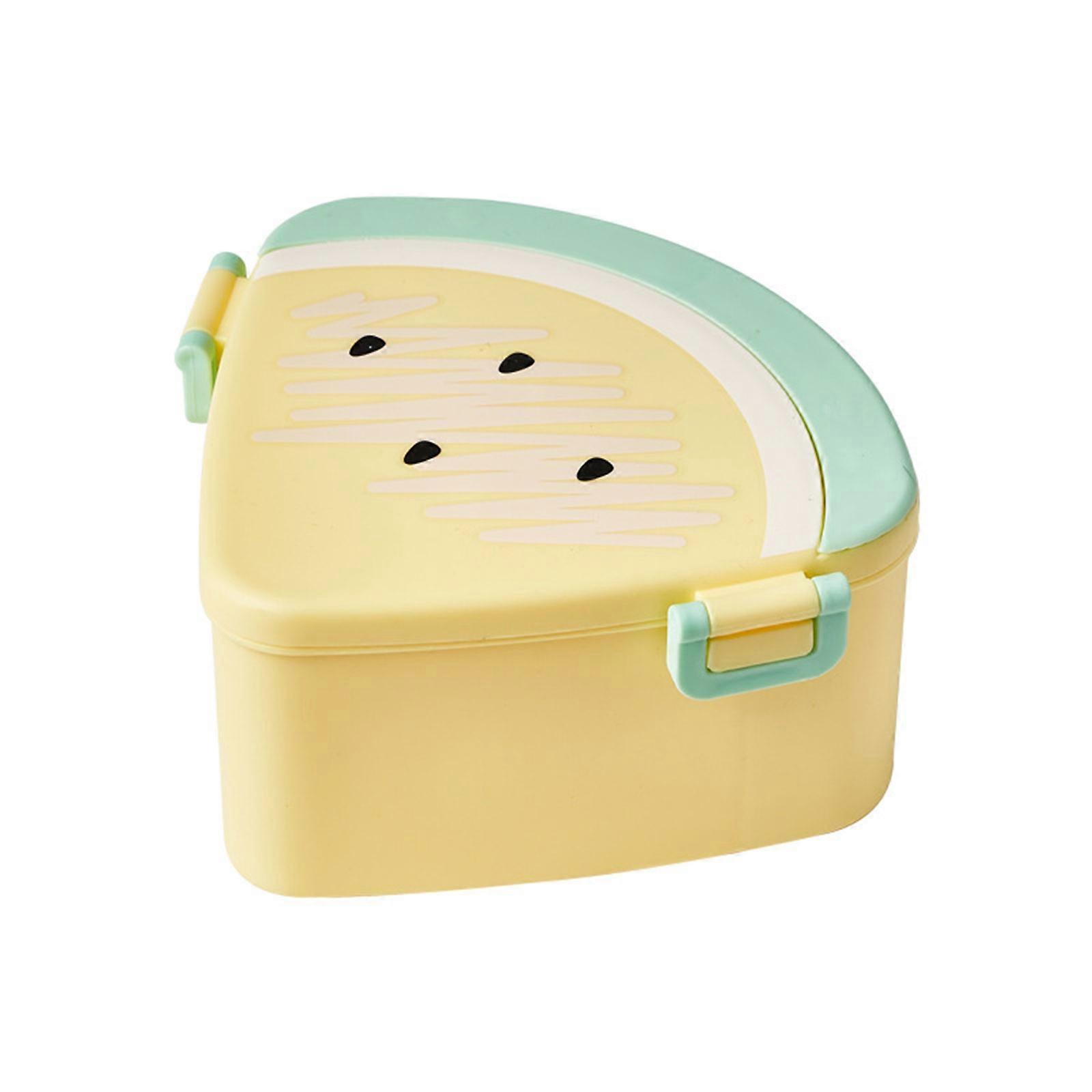 Cute Practical Bento Lunch Box for Kids Leakproof Lunch Fruit Container Microwave Safe with 3 Divideds Compartments Yellow