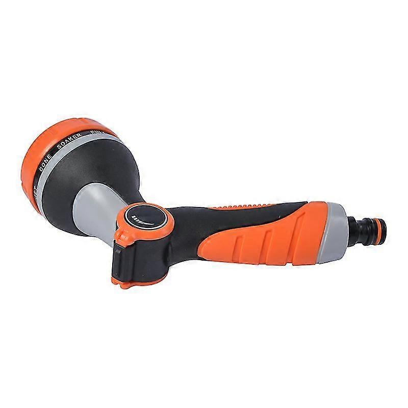 Heavy duty metal multi-function adjustable hose nozzle with smart throttleorange
