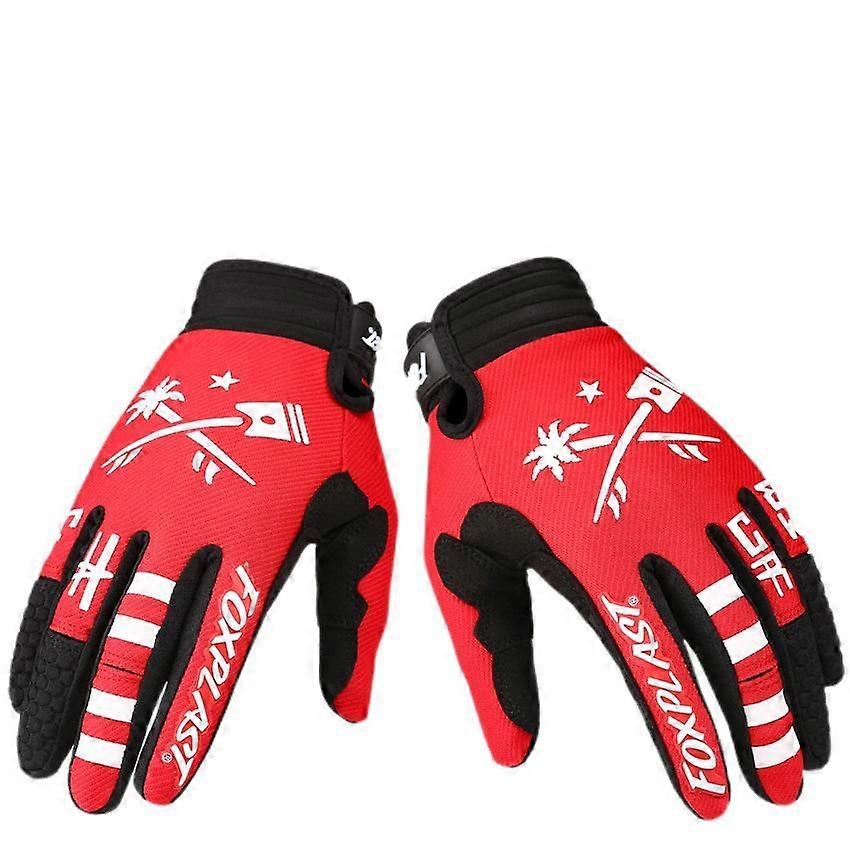Breathable Lightweight Anti-Slip Gloves with Fullfinger and Touchscreen for Riding, Road Racing, Climbing(XL,new red)