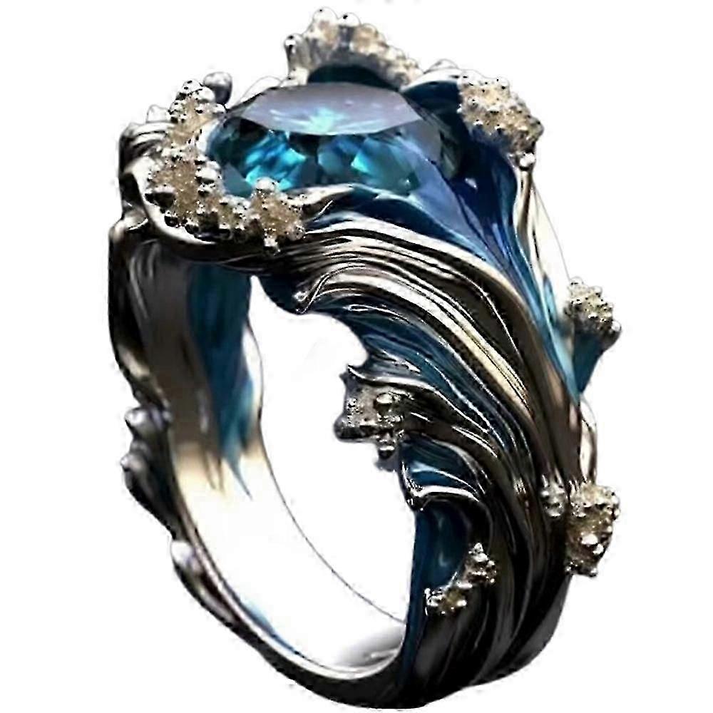 نبضات البحر قابل للتعديل خاتم موجة المحيط، مجوهرات للنساء الفتيات الإبداعية GiftZZ