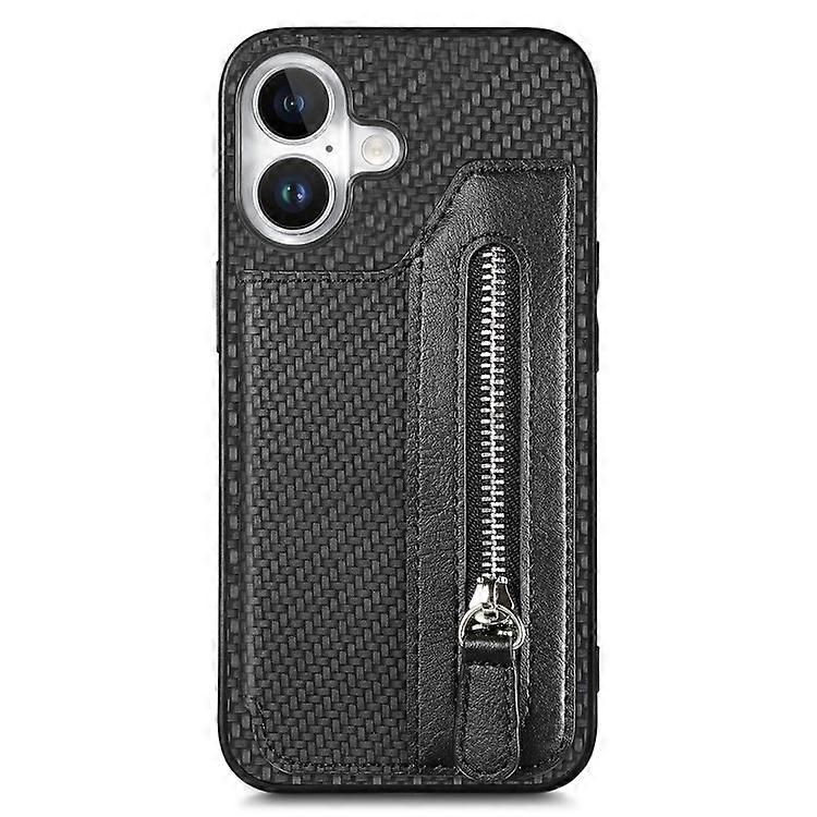 Compatible For iPhone 16 Case Leather+PC+TPU Zipper Wallet Phone Shell