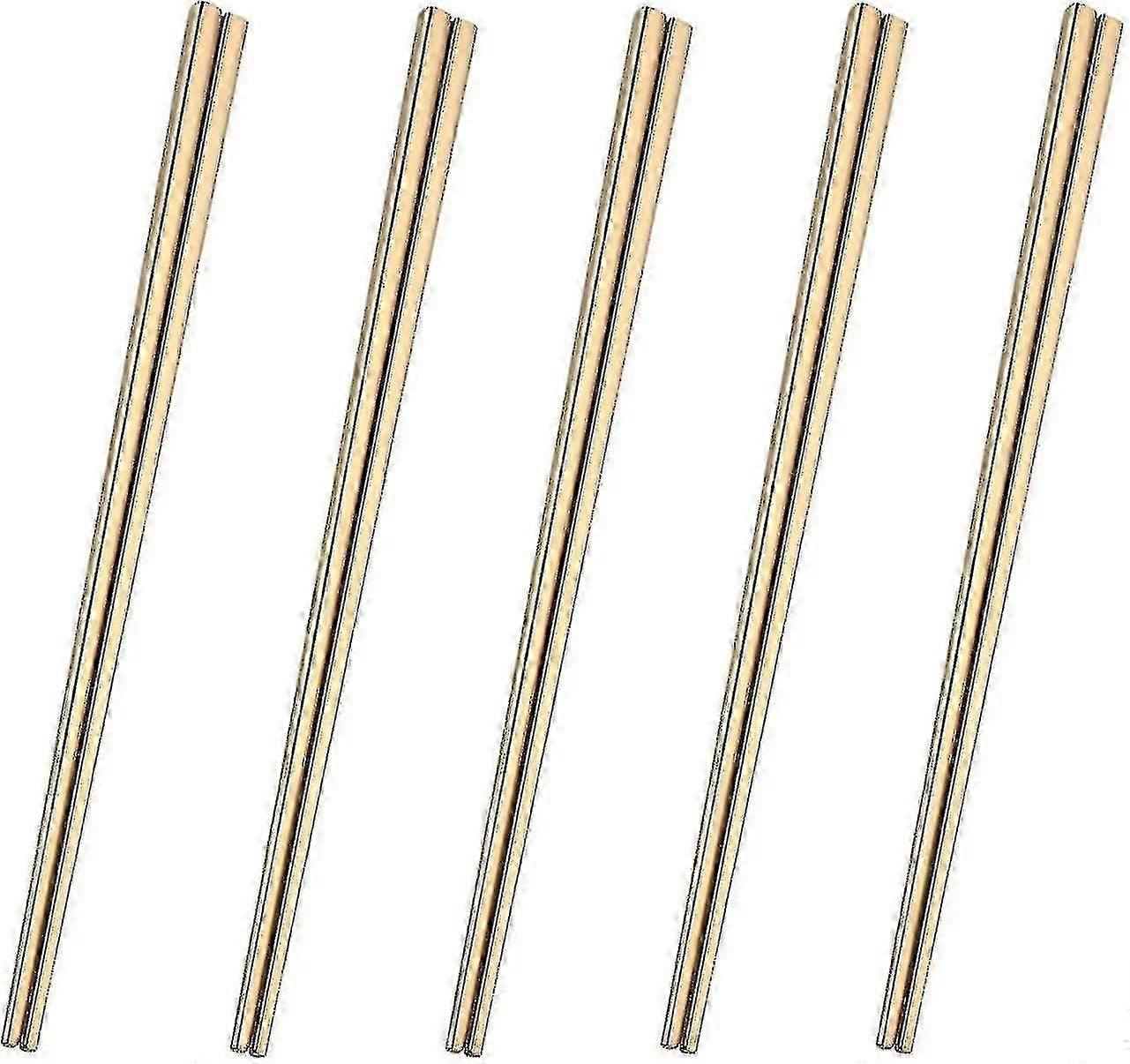 Spisepinner i rustfritt stål - 5 par gull Gjenbrukbar oppvaskmaskin Sikre spisepinner, 304 rustfritt stål, enkel å bruke (ingen fargefalming) 5 par gull - B