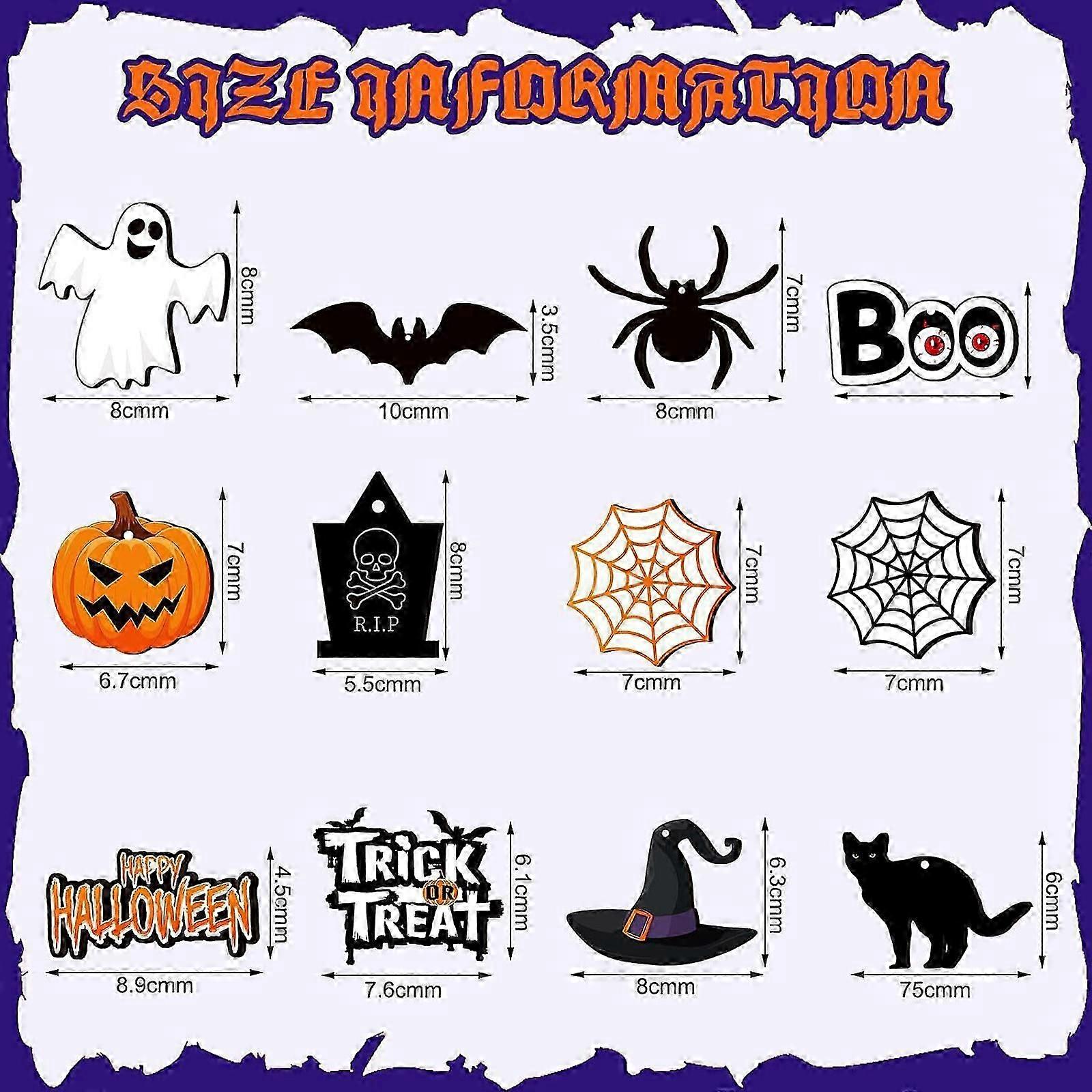 12pcs Halloween Wooden Hanging Ornaments Tree Decorations with Ropes for Tree Home Party Decoration