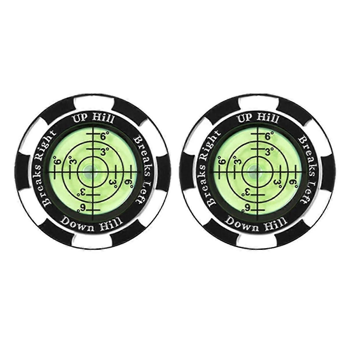 High Precision Golf Ball Markers with Slope Reader, 2PCS Alloy Putting Green Aids